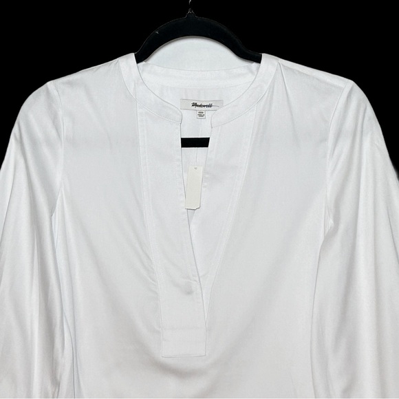NWT Madewell V-Neck Long-Sleeve Cotton Top in White, Sizes XXS, XS, and M - Picture 7 of 13
